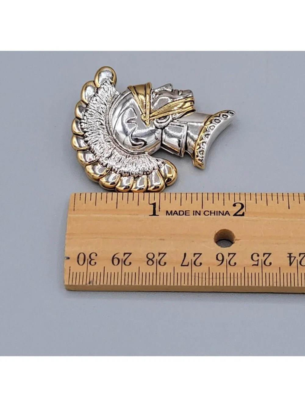 Two Tone Trojan Soldier Brooch Pendant C Clasp By Best Vintage 1990s